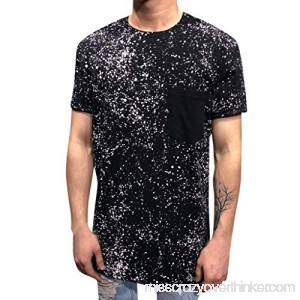 Mens Summer Slim Fit Patchwork Pocket Dot Print Short Sleeve T-Shirt Hip Hop Tops Black B07QB832RV